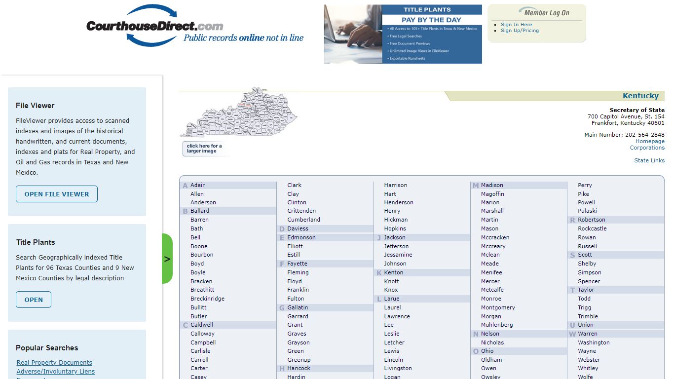 Search Kentucky Public Property Records Online - CourthouseDirect.com